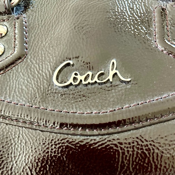 Authentic  Coach Ashley  Satchel  Patent  Leather  Bag  Espresso Mahogany Brown - Picture 2 of 10